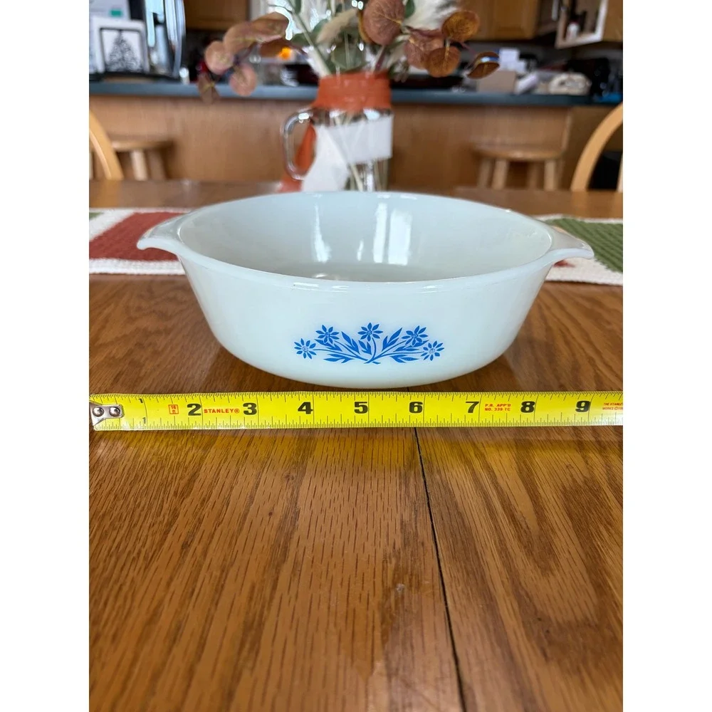Anchor Hocking Fire-King‎ Blue Cornflower Milk Glass Casserole Dish 1.5 Qt 437